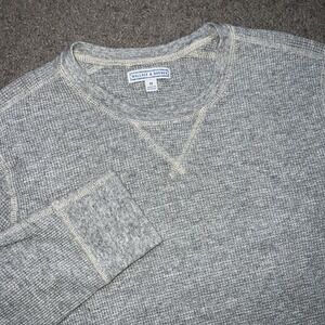 Wallace & Barnes Shirt Men M Grey Long Sleeve Waffle Knit Thermal Base Layer